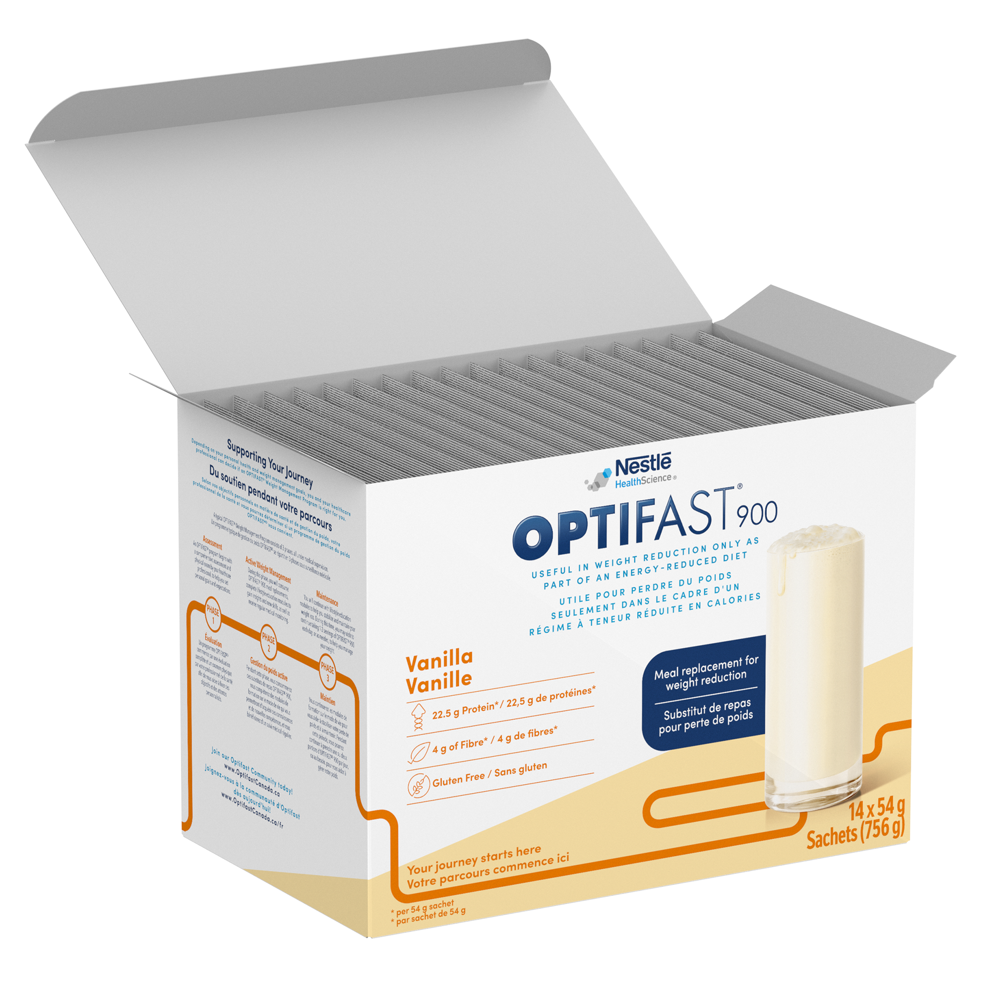 Optifast 900 Vanilla open box with sachets