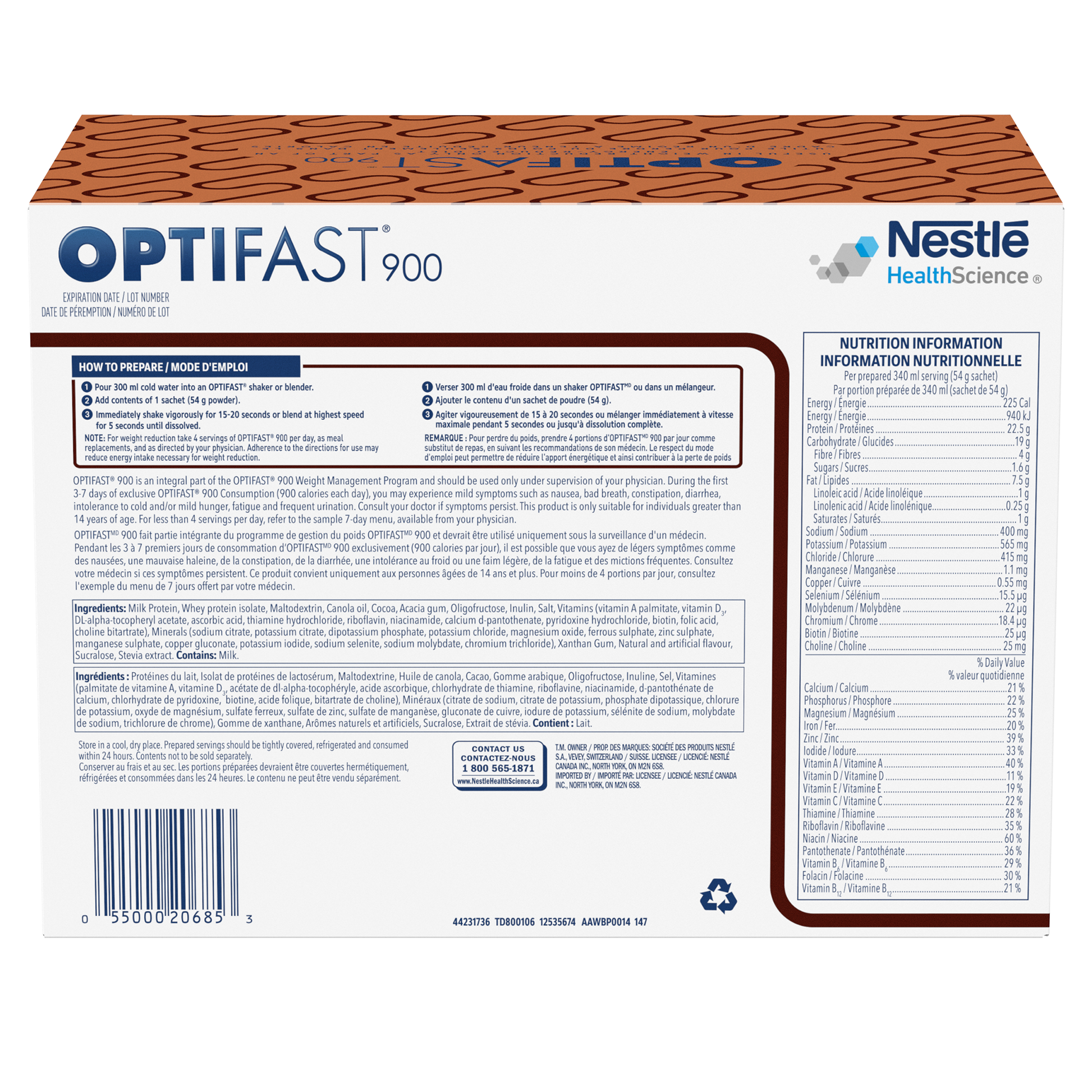 Optifast 900 Chocolate Back Panel Box