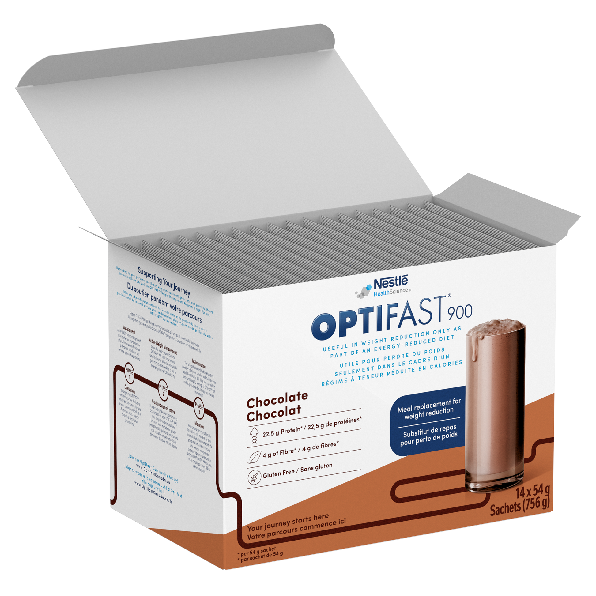Optifast 900 Chocolate Open Box with Sachets