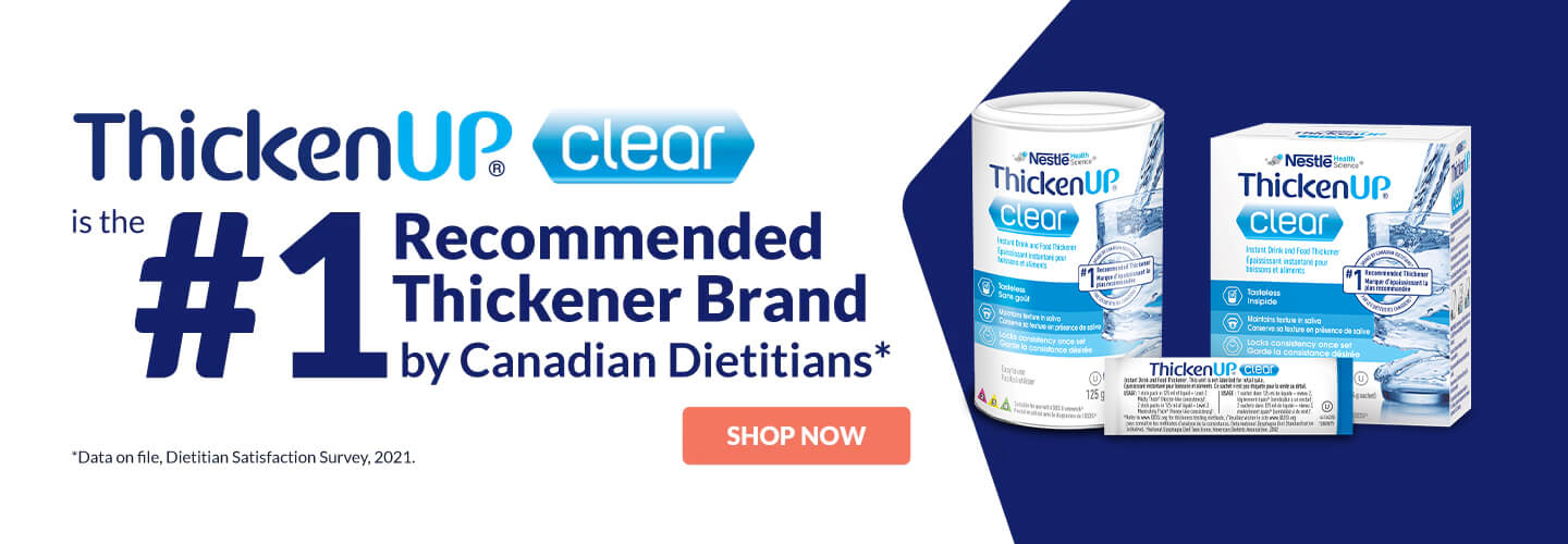 ThickenUp Clear is the #1 recommended thickener brand by Canadian Dietitians.