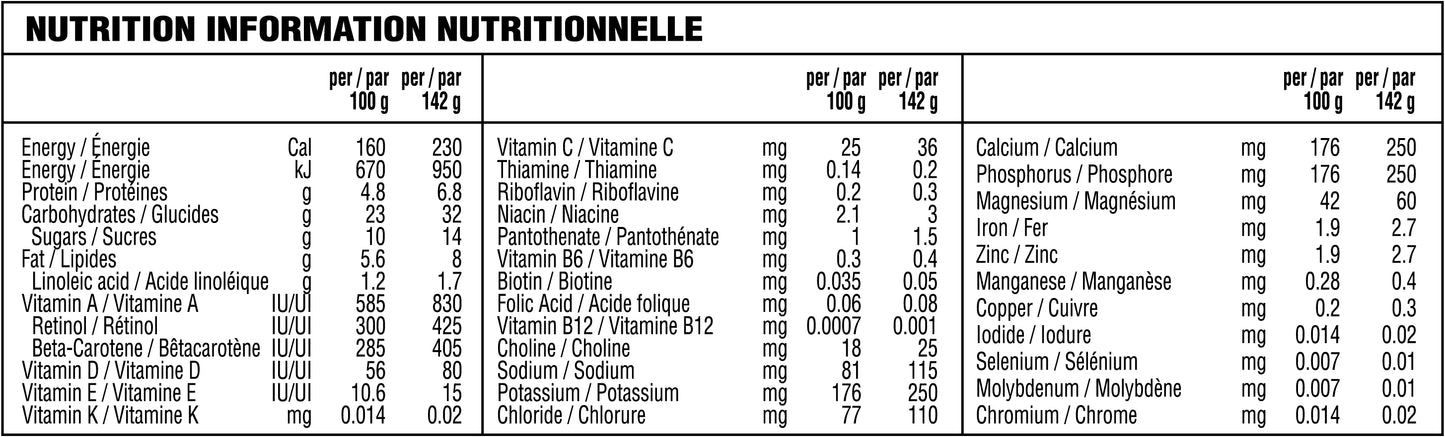 Vanilla Boost Pudding nutritional information