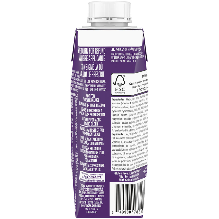 Resource 2.0 Vanilla Complete Nutrition 237 ml side packaging