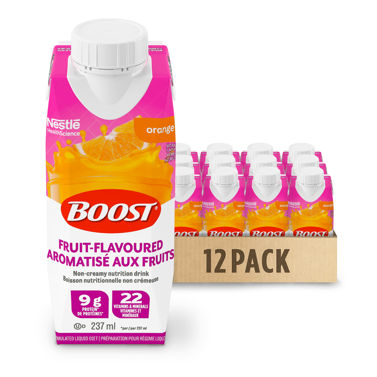 BOOST® FRUIT Beverage Orange Prisma, 12 x 237 ml (New Packaging)