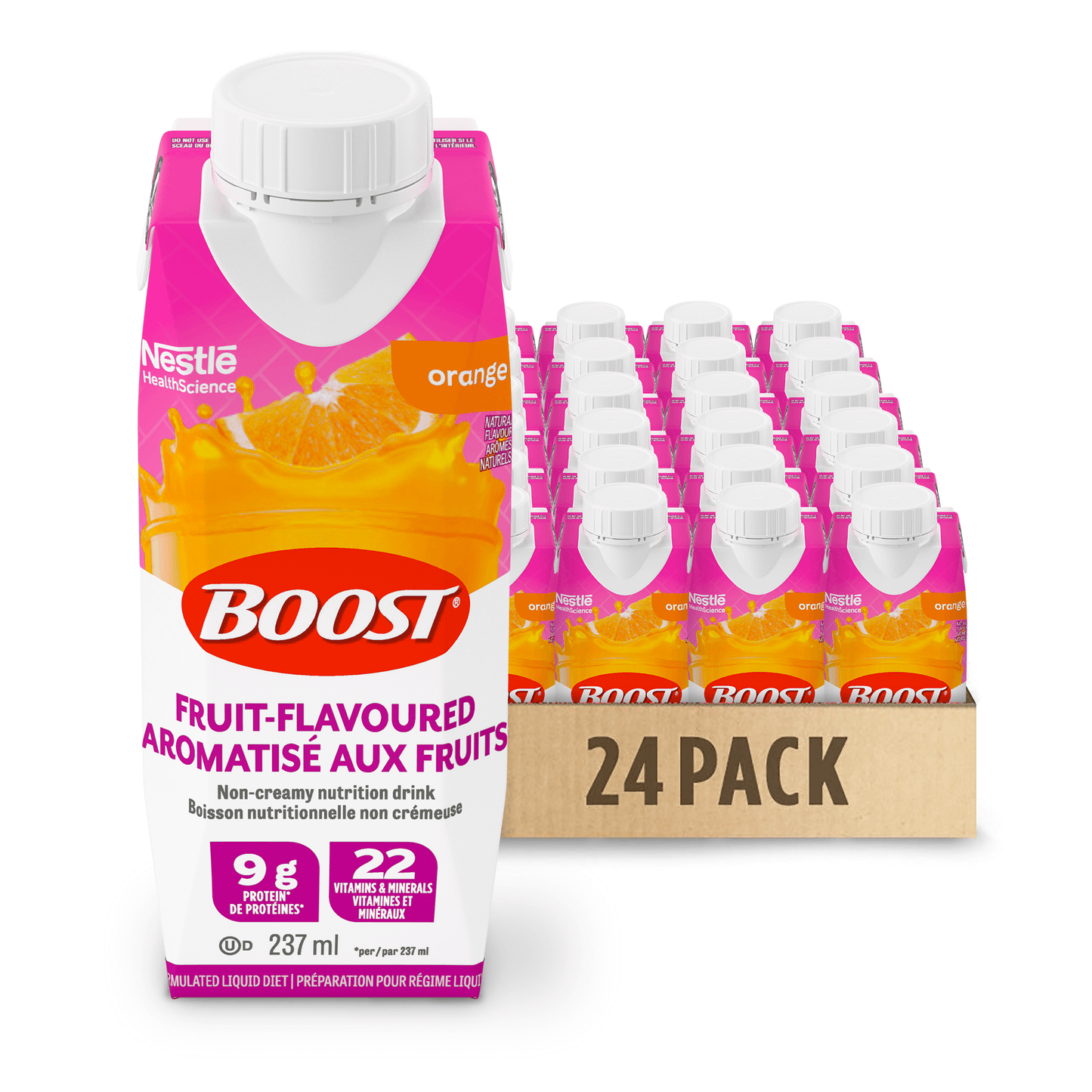 BOOSTᴹᴰ BOISSON AUX FRUITS, TETRA PRISMA ORANGE 24 x 237 ml (nouvel emballage)