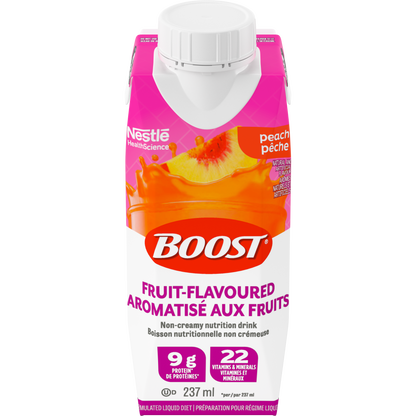 PAQUET BOOSTᴹᴰ BOISSON AUX FRUITS, ORANGE, PECHE, FRUITS SAUVAGES 12 x 237 ml (nouvel emballage)